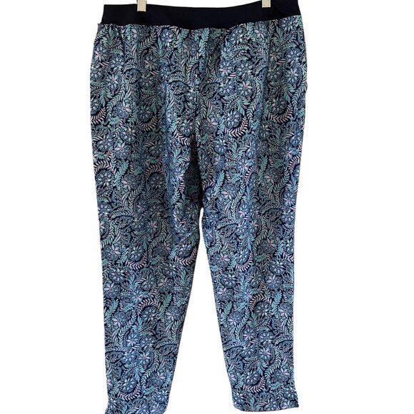 NWT Tommy Bahama Active Stretch Pull On Ankle Pants Womens Large Paisley Floral - Picture 2 of 13